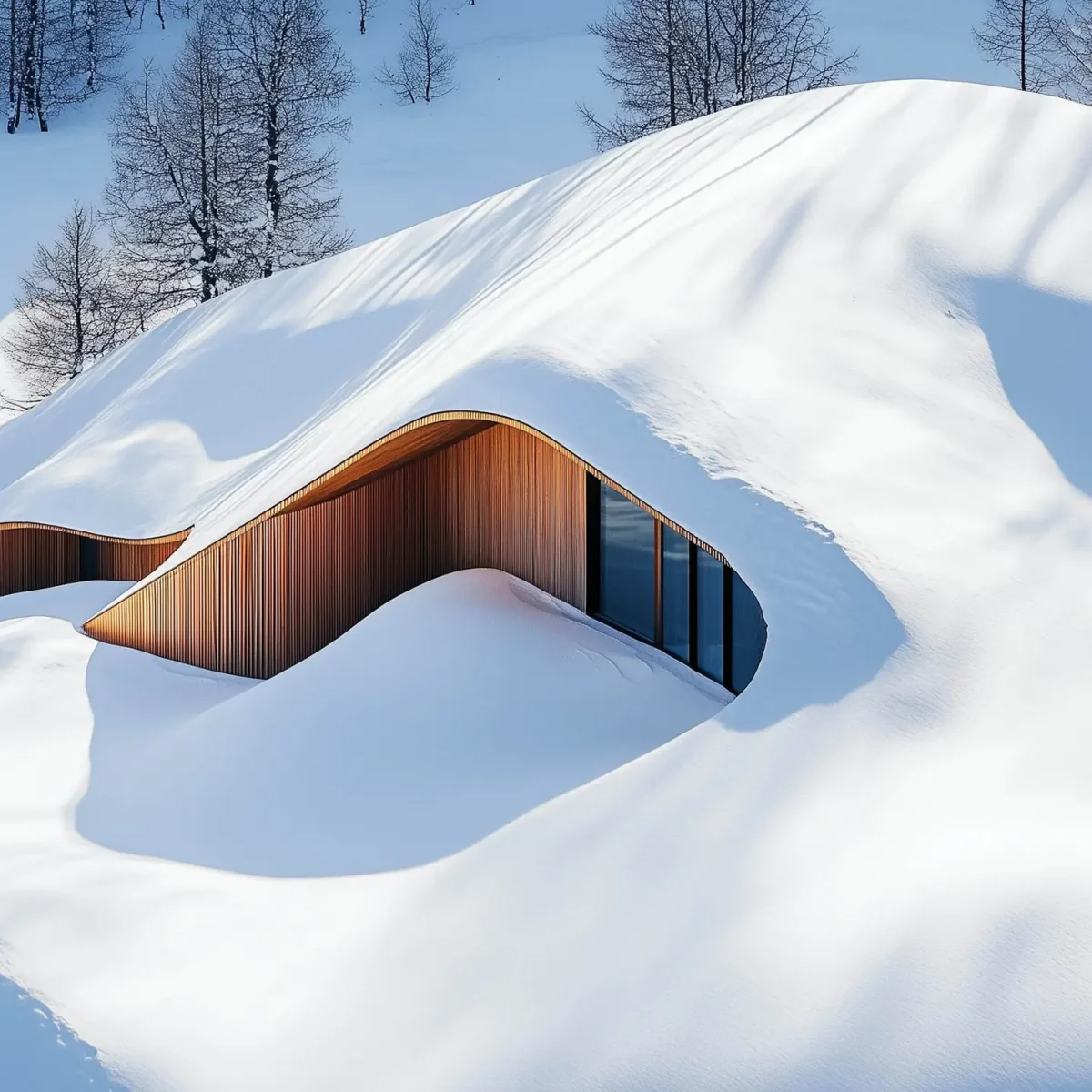 Modern Architectural Structure in Snowy Landscape